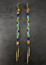 Load image into Gallery viewer, Boucles d'oreille en laiton, rocailles de verre japonaise longue Créateur Khara Tuki Paris