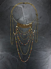 Load image into Gallery viewer, Collier Princesse du Désert, en laiton brut et pierres semi précieuses ou verre multicolor créateur Khara Tuki Paris