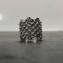 Load image into Gallery viewer, Bagues large en argent 925 maillage boules et marcassites serties