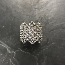 Load image into Gallery viewer, Bagues large en argent 925 maillage boules et marcassites serties