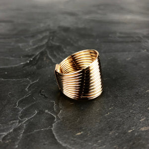 Bague large en laiton plaqué or 1 micron