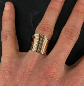 Bague large en laiton plaqué or 1 micron