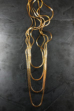 Load image into Gallery viewer, Collier sautoir en laiton brut, chaîne serpent ,3 mètres, créateur Khara Tuki Paris
